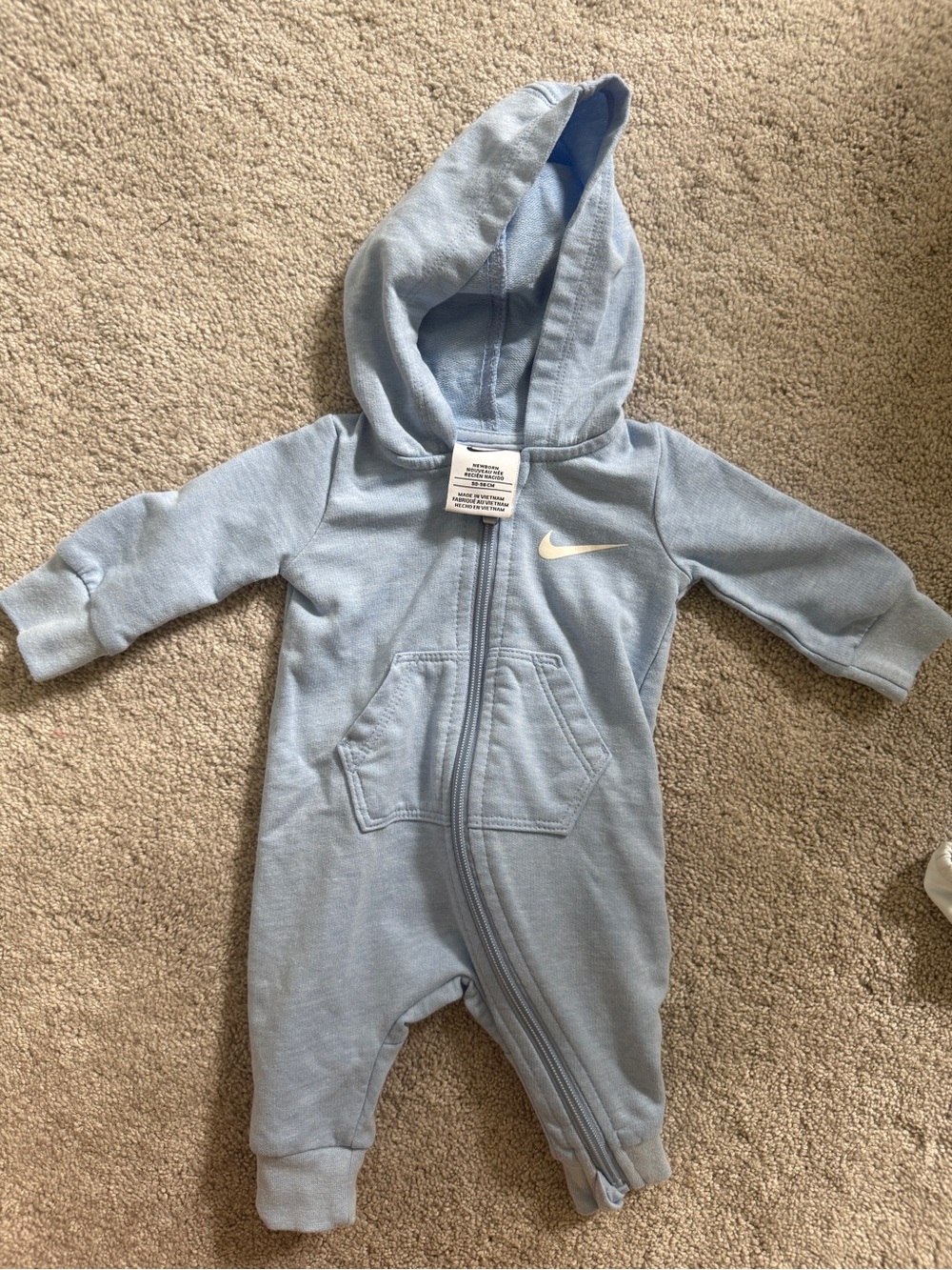 Nike Light Blue Hooded Baby One-Piece newborn